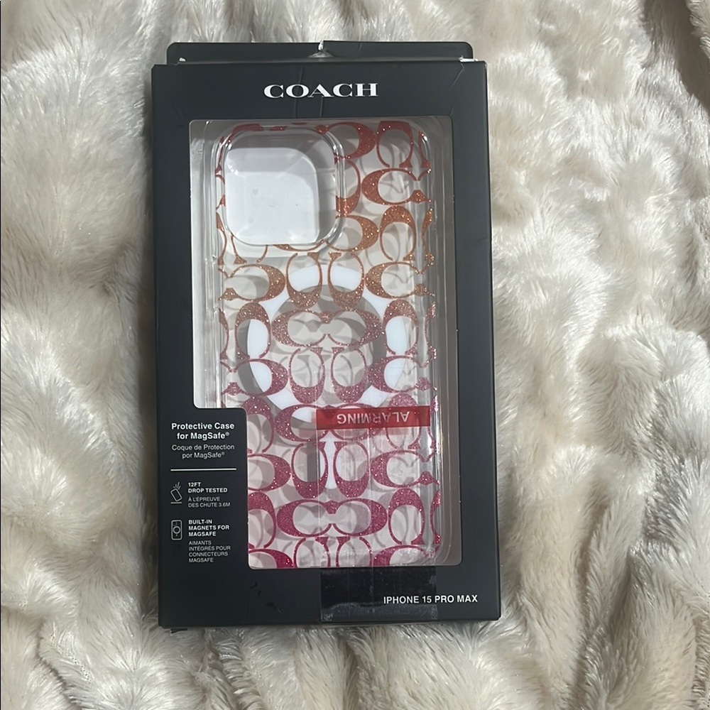 Coach Pink and Orange iPhone Case with Signature Design